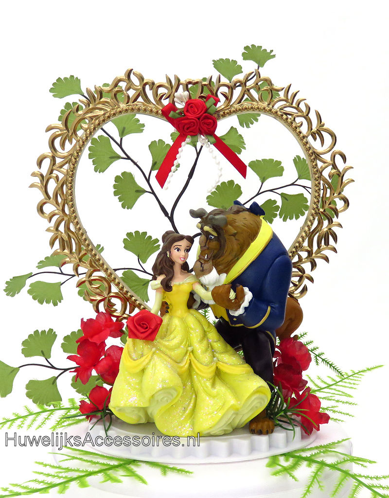 Disney Schitterende Belle en het Beest huwelijk taarttopper