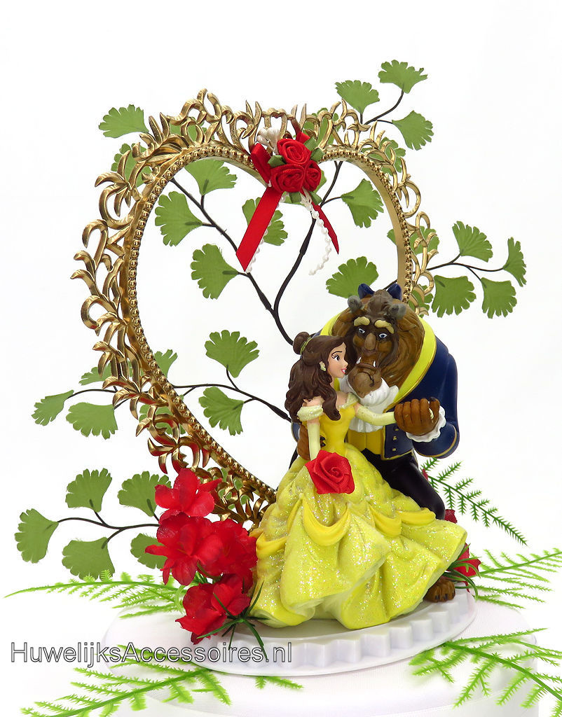 Disney Schitterende Belle en het Beest huwelijk taarttopper