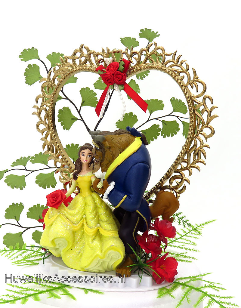 Disney Schitterende Belle en het Beest huwelijk taarttopper