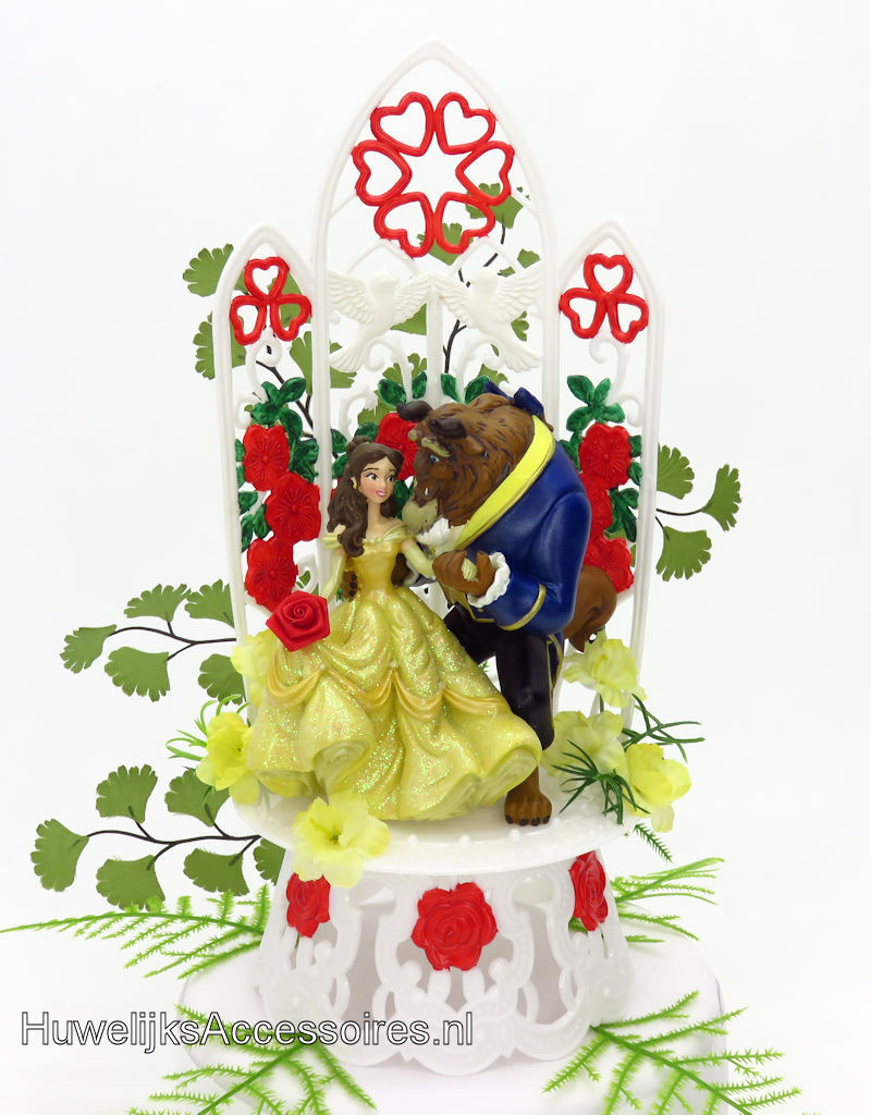 Disney Schitterende Disney bruidstaart topper van Belle en het Beest