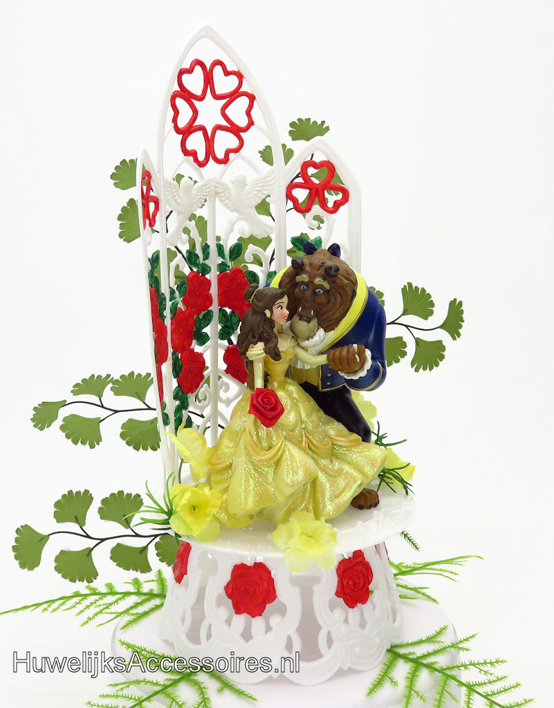 Disney Schitterende Disney bruidstaart topper van Belle en het Beest