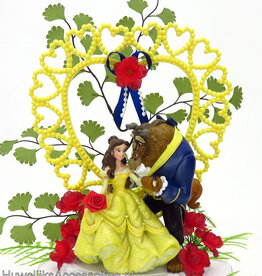 Disney Belle en het Beest bruidstaart topper - gele hart