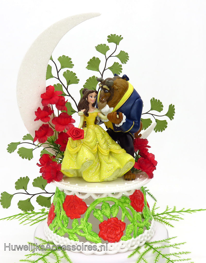 Disney Romantische Disney Belle en het Beest bruidstaart topper met maan