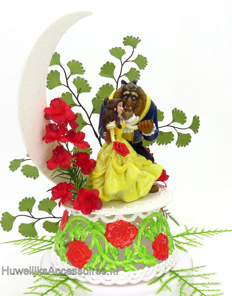Disney Romantische Disney Belle en het Beest bruidstaart topper met maan