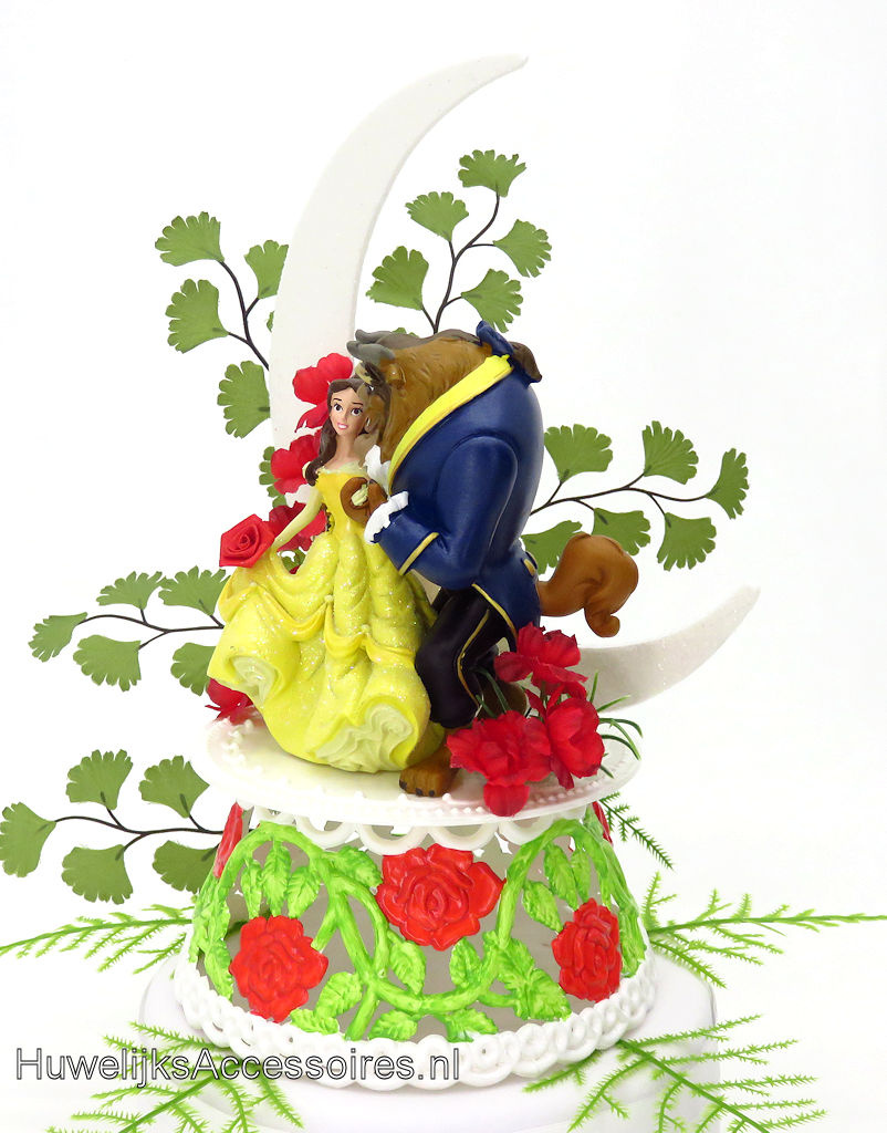 Disney Romantische Disney Belle en het Beest bruidstaart topper met maan