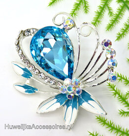 Broche met een grote strass steen
