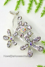 Heel mooie broche versierd met strass bloemen