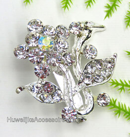Strass stenen bloem en tak broche