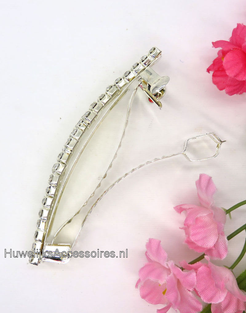Zilver en strass stenen patentspeld haarspeld
