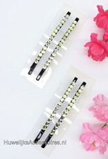 2 sets strass stenen aan zwart schuifspelden