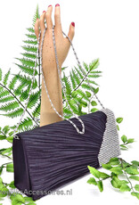 Zwarte luxe avond bruidstasje met strass steentjes