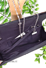 Zwarte luxe avond bruidstasje met strass steentjes