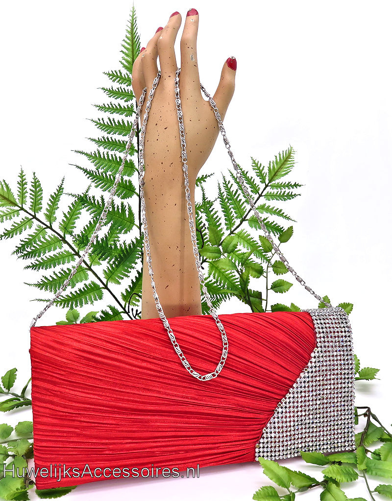 Rood bruidstasje of avondtasje met strass steentjes