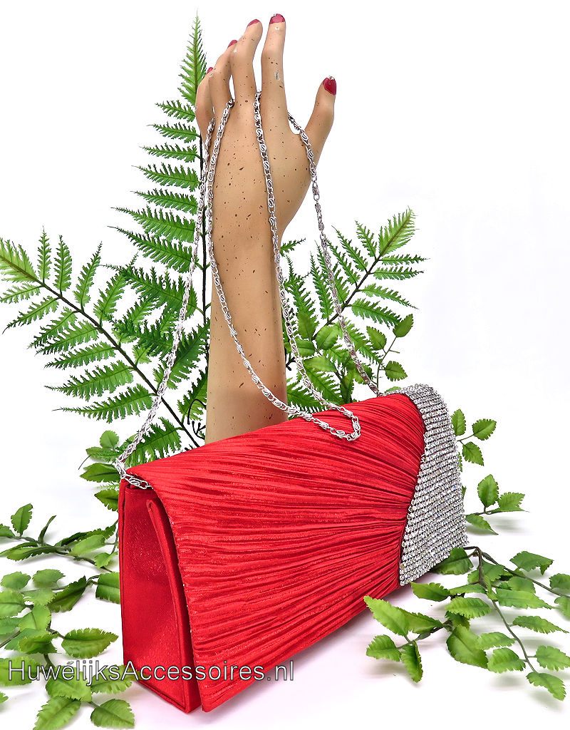 Rood bruidstasje of avondtasje met strass steentjes