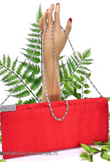 Rood bruidstasje of avondtasje met strass steentjes