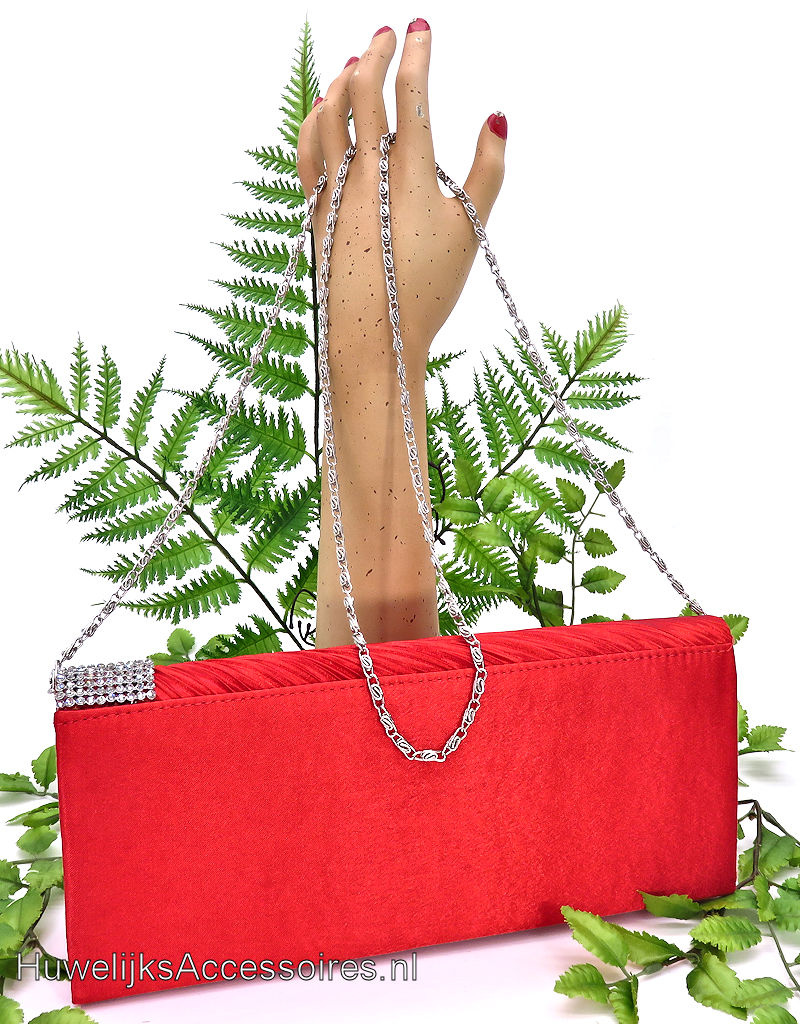 Rood bruidstasje of avondtasje met strass steentjes