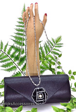 Elegante zwarte uitgangtasje met zwarte roos