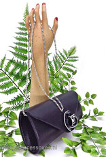 Elegante zwarte uitgangtasje met zwarte roos