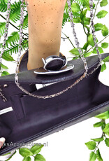 Elegante zwarte uitgangtasje met zwarte roos