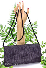 Sprankelende elegante zwarte uitgangtasje met ribstof