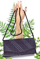 Sprankelende elegante zwarte uitgangtasje met ribstof