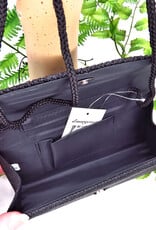 Sprankelende elegante zwarte uitgangtasje met ribstof