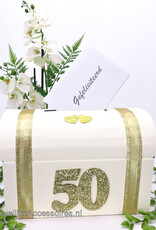 Gouden bruiloft enveloppendoos met gouden lint