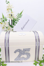 25 jaar jubileum huwelijk enveloppendoos met grote zilver "25"