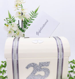 Zilver jubileum bruiloft receptie enveloppendoos