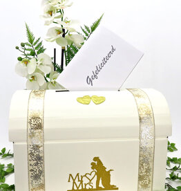 Mr & Mrs goud bruidspaar enveloppendoos