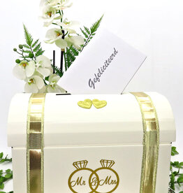 Mr & Mrs enveloppendoos versierd met goud
