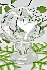 Kristallen oesterschelp met 2 ringen op pedestal