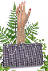 Prachtige zwarte luxe clutch box met strass steentjes