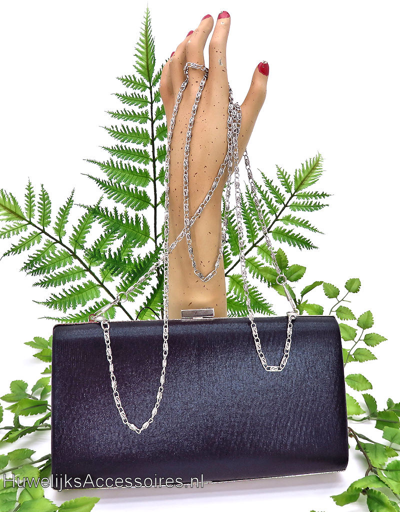 Prachtige zwarte luxe clutch box met strass steentjes