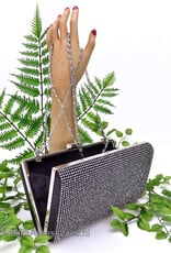 Prachtige zwarte luxe clutch box met strass steentjes