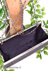 Prachtige zwarte luxe clutch box met strass steentjes