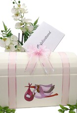 Roze Ooievaar - Baby Shower enveloppendoos