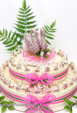 Bruiloft bedankjes taart versierd met tortelduiven