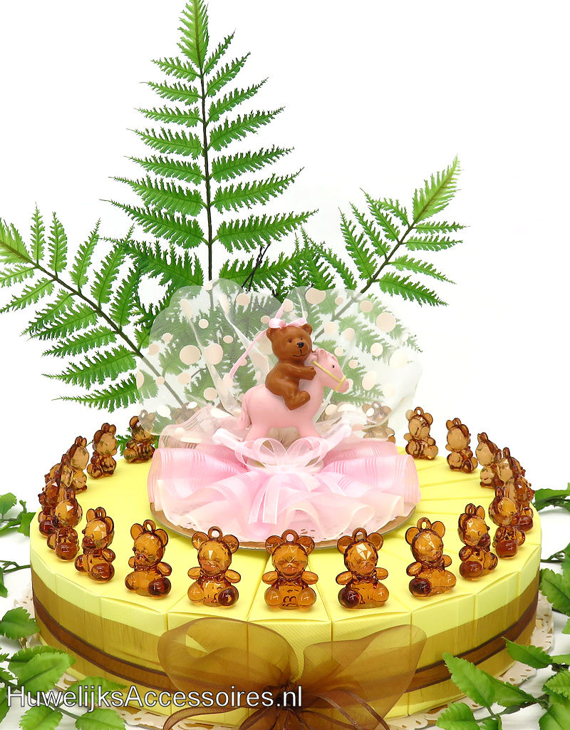 Doop bedankjes versierd met leuke bruine beertjes