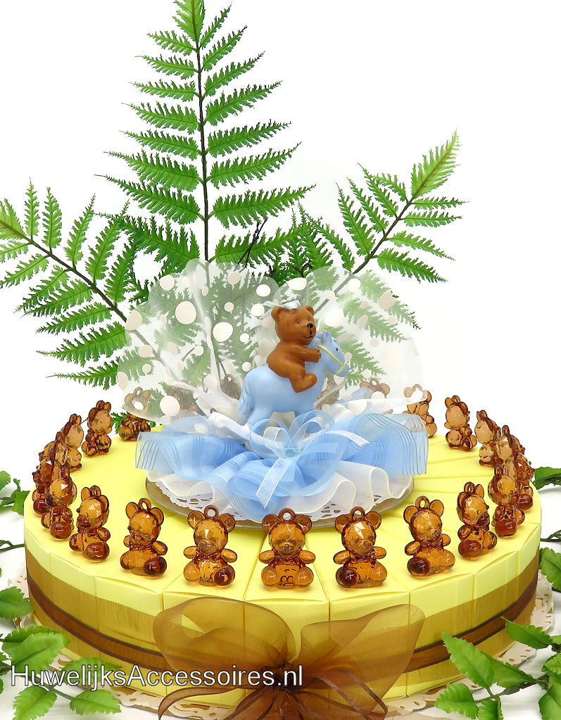 Doop bedankjes versierd met leuke bruine beertjes