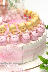 Doop bedankjes met roze baby’s in roze wagentjes