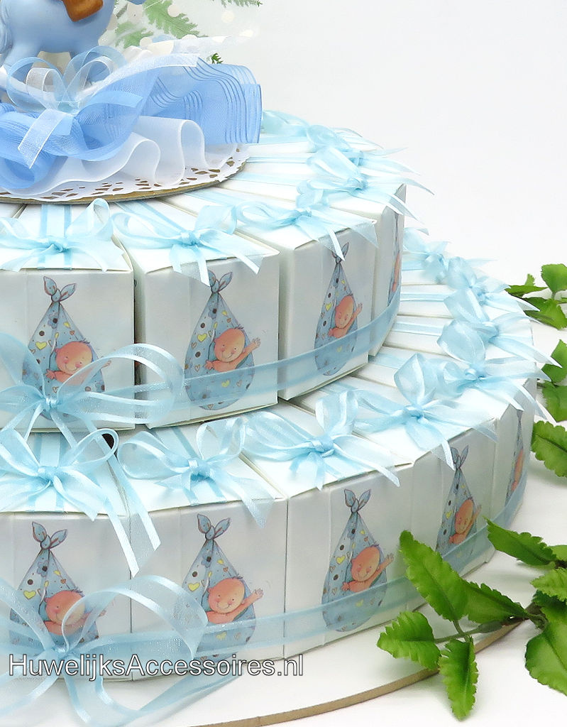 Geboorte bedankjes met blauwe ooievaren