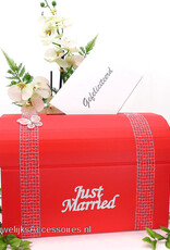 Romantisch rode en zilver receptie enveloppendoos
