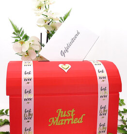 Rood receptie enveloppendoos - 'Just Married'