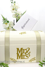 Mr & Mrs receptie enveloppe box versierd met goud