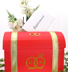 Mr & Mrs "ringen" rood enveloppendoos