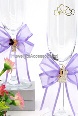 Disney Disney champagneglazen versierd met Mickey en Minnie op een lila strik