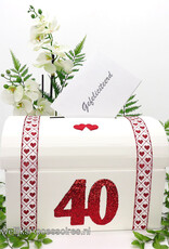 40 jaar jubileum huwelijk enveloppendoos met grote robijn "40"