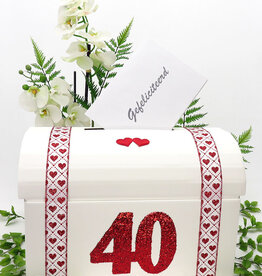 Robijn jubileum bruiloft receptie enveloppendoos
