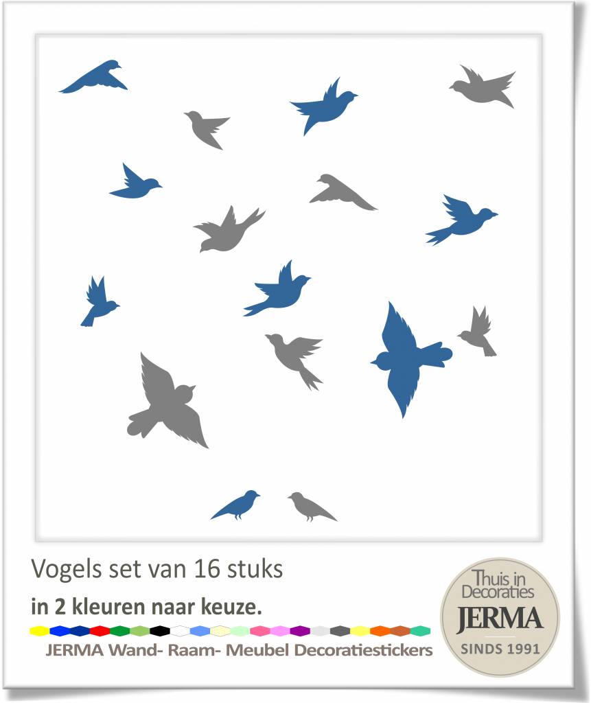 Bloempot decoratie handgemaakt bloempotten tuin Vogel raamstickers 16 vogelstickers - JERMA Thuis in decoraties